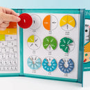 Livro Magnético de Frações Montessori Infantil – Aprendizagem Matemática e Raciocínio Lógico