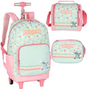 Kit Mochila Rodinhas Stitch Lancheira e Estojo